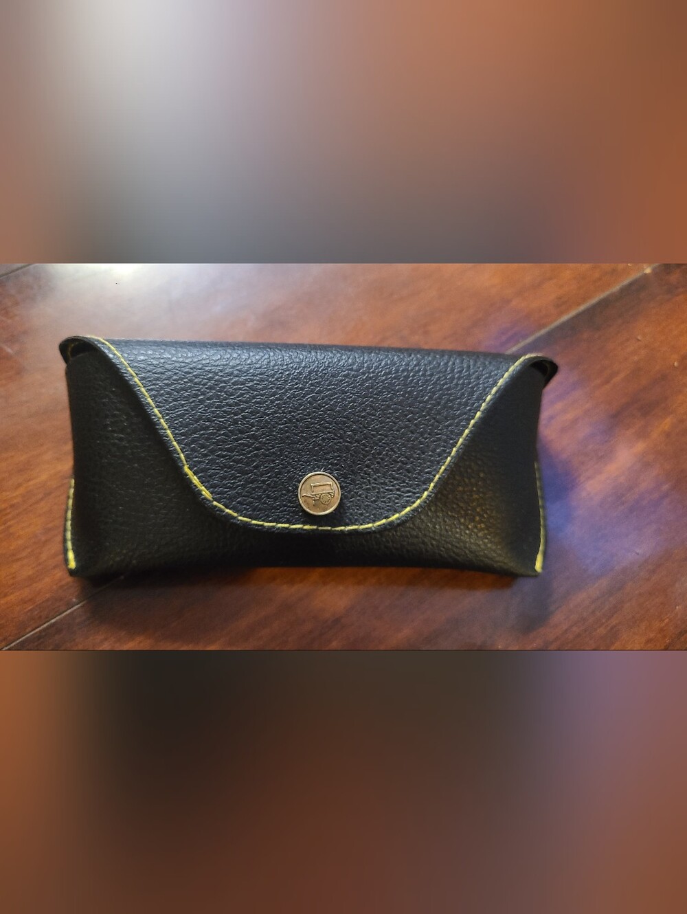 Authentic Moscot Originals Eyewear Case - Black Leather with Yellow Stitching